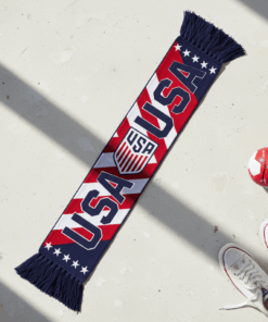 USA Scarf Global Soccer Event 2026 With Classic Fringed Edges And Team Crest