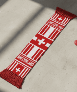 Switzerland Scarf Global Soccer Event 2026 With Iconic Swiss Cross And Red Stripes