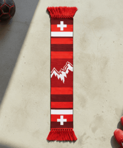 Switzerland Scarf Global Soccer Event 2026 Featuring Alpine Mountain Peak Graphic