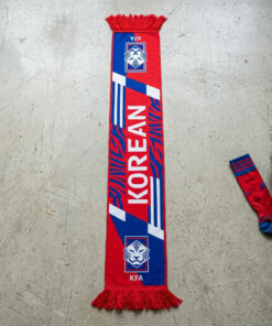 South Korea Scarf Global Soccer Event 2026 In Vibrant Red And Blue Athletic Pattern
