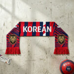 South Korea Scarf Global Soccer Event 2026 For Fierce Supporters With Gold Crest Detail
