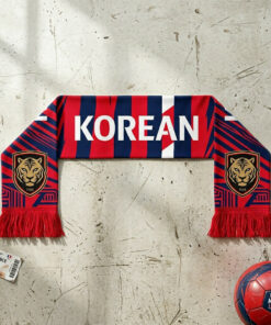 South Korea Scarf Global Soccer Event 2026 For Fierce Supporters With Gold Crest Detail