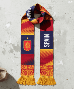 Spain Scarf Global Soccer Event 2026 Intricate Gold Maze Border