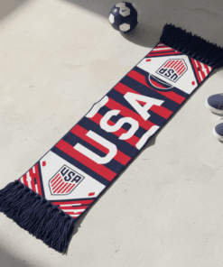 USA Scarf Global Soccer Event 2026 Sleek Tapered Font And Diagonal Color Blocking