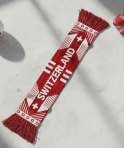 Switzerland Scarf Global Soccer Event 2026 Modern Graphic Knit In Vibrant Red