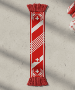 Switzerland Scarf Global Soccer Event 2026 Bold Multi-Toned Red Stripe Pattern