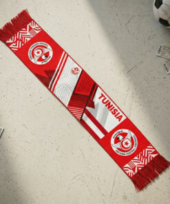 Tunisia Scarf Global Soccer Event 2026 Featuring Central Wordmark And Fringed Edges
