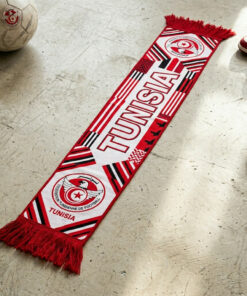 Tunisia Scarf Global Soccer Event 2026 With Double Sided Text and Tassels