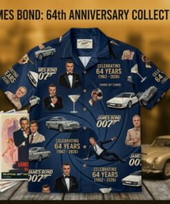 Unisex James Bond 64th Anniversary Collection 1962-2026 Graphic Hawaiian Shirt for Movie Fans