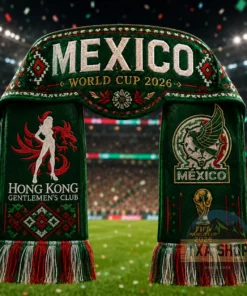 Unisex Mexico Global Soccer Event 2026 Hong Kong Gentlemens Club Graphic Scarf for Soccer Fans