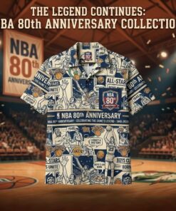 Unisex National Basketball Association 80th Anniversary 1946-2026 Graphic Hawaiian Shirt for Basketball Fans