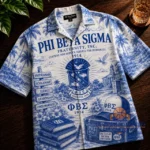 Unisex Phi Beta Sigma Fraternity 1914 Founding Year Toile de Jouy Graphic Hawaiian Shirt for Fans