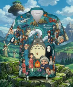 Unisex 40 Years Of Studio Ghibli Graphic Hawaiian Shirt for Movie Fans
