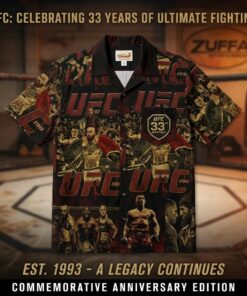 Unisex UFC 33rd Anniversary Commemorative Graphic Hawaiian Shirt for MMA Fans