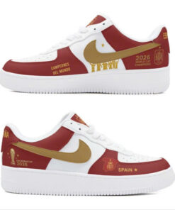 Spain 2026 World Cup Champions Air Force 1 Shoes Sneakers for Soccer Fans