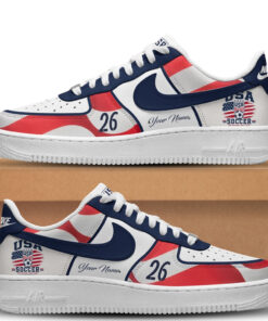 Custom Name And Number USA Team Global Soccer Event 2026 Air Force 1 Shoes Sneakers