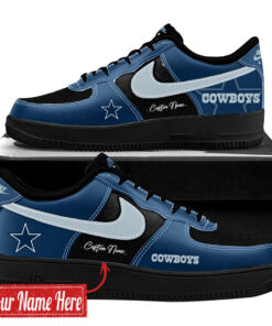 Custom Name Dallas Cowboys Bold Black And Navy 2026 Shoes Sneakers for Football Fans