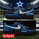 Custom Name Dallas Cowboys Bold Black And Navy 2026 Shoes Sneakers for Football Fans