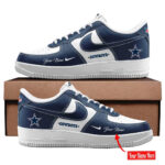 Custom Name Dallas Cowboys Bold Black and Navy Shoes Sneakers for Football Fans