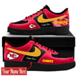 Custom Name Kansas City Chiefs Bold Black And Red Shoes Sneakers for Football Fans
