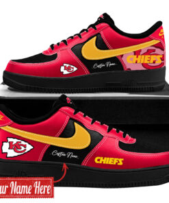 Custom Name Kansas City Chiefs Bold Black And Red Shoes Sneakers for Football Fans