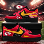 Custom Name Kansas City Chiefs Bold Black And Red Shoes Sneakers for Football Fans