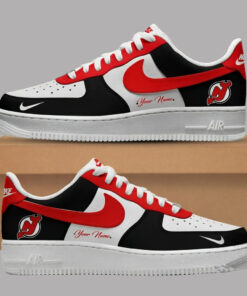 Custom Name New Jersey Devils Air Force 1 Shoes Sneakers for Hockey Fans