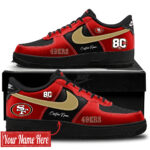 Custom Name San Francisco 49ers Bold Black And Red 80th Anniversary Shoes Sneakers for Football Fans