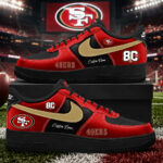 Custom Name San Francisco 49ers Bold Black And Red 80th Anniversary Shoes Sneakers for Football Fans