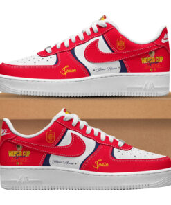 Custom Name Spain Football Team World Cup 2026 Champions Air Force 1 Shoes Sneakers For Soccer Fans