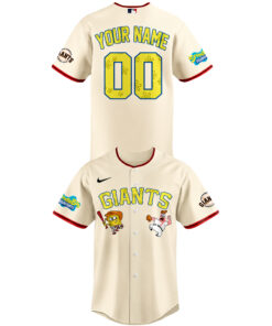 Custom Name and Number San Francisco Giants x SpongeBob SquarePants Night 2026 Baseball Jersey for Baseball and Animation Fans
