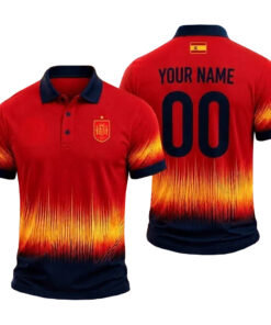 Custom Name and Number Spain National Football Team World Cup 2026 Champions Red Polo Shirt for Soccer Fans