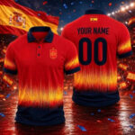 Custom Name and Number Spain National Football Team World Cup 2026 Champions Red Polo Shirt for Soccer Fans