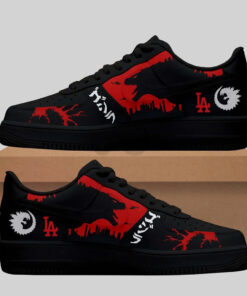 Godzilla x Los Angeles Dodgers Black Red Air Force 1 Shoes Sneakers