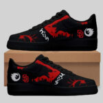 Godzilla x San Diego Padre Black Red Air Force 1 Shoes Sneakers