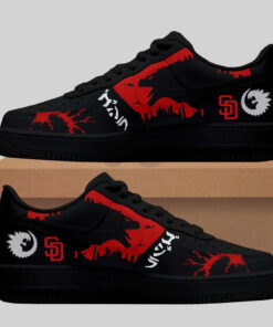 Godzilla x San Diego Padre Black Red Air Force 1 Shoes Sneakers