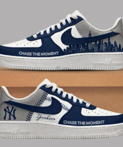 New York Yankees Navy Blue City Skyline Air Force 1 Shoes Sneakers