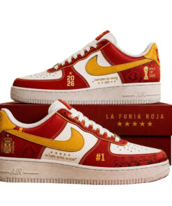 Spain 2026 World Cup Champions Air Force 1 Shoes Sneakers for Soccer Fans
