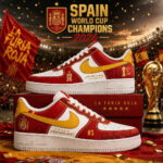 Spain 2026 World Cup Champions Air Force 1 Shoes Sneakers for Soccer Fans