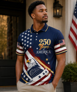 Unisex 250 Years of America Fourth of July Graphic Polo Shirt for Patriotic Fans