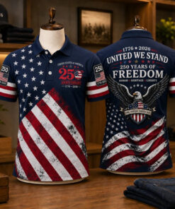 Unisex 250 Years of Freedom Fourth of July Graphic Polo Shirt for Patriotic Fans