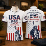 Unisex America 250th Anniversary Fourth of July Graphic Polo Shirt for Patriotic Fans