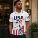 Unisex America 250th Anniversary Fourth of July Graphic Polo Shirt for Patriotic Fans