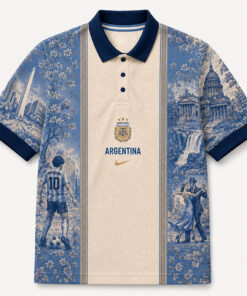 Unisex Argentina Maradona Vintage Tribute Polo Shirt for Soccer Fans
