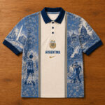 Unisex Argentina Maradona Vintage Tribute Polo Shirt for Soccer Fans