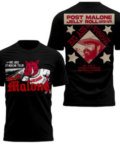 Unisex Arkansas Razorbacks x Post Malone The Big Ass Stadium Tour 2026 Graphic Shirt for Music and College Fans