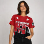 Unisex Chicago Bulls Est. 1966 Red and Black All-Over Print Graphic Shirt for Basketball Fans