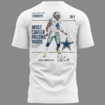 Unisex Dallas Cowboys Dak Prescott Most Career Passing Yards 2026 Graphic Shirt for Football Fans