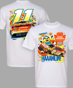 Unisex Denny Hamlin Number 11 King's Hawaiian Pocono Minions and Monsters Graphic Shirt for NASCAR Fans