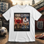 Unisex England 1966-2026 Global Soccer Event Graphic Shirt for Soccer Fans